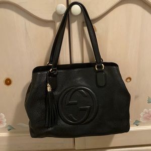 Black Leather Gucci Tote